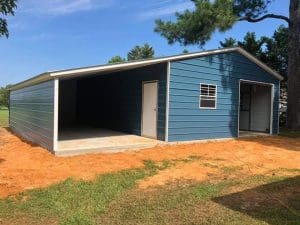 Garage With Partially Enclosed Leanto